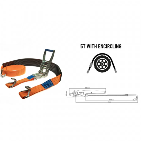 Chinga cauciucata ancorare autoturisme, marfa, cu clichet fixare in 3 puncte, 3m, 2500daN [1]