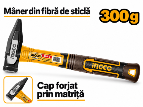 Noutati - Ciocan cu Maner Fibra Sticla 300g