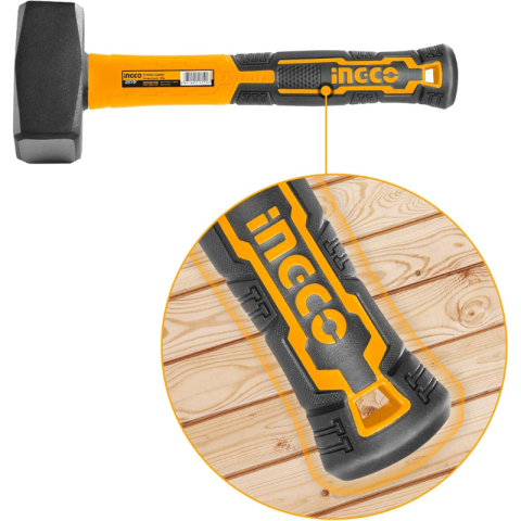 Ciocan Drept, 1 kg, Cap Otel Carbon Forjat, Maner Fibra de Sticla, Antișoc [2]