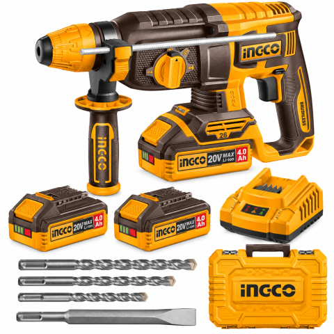Ciocan rotopercutor brushless 20V, 2,5J, cu 2 acumulatori 4Ah, P20S