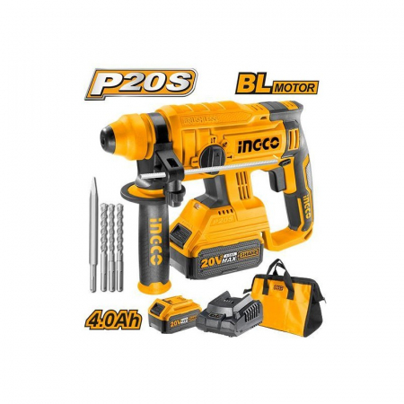 Rotopercutoare si demolatoare - Ciocan rotopercutor pe acumulator 20V, brushless + 2 acumulatori 4Ah, accesorii incluse
