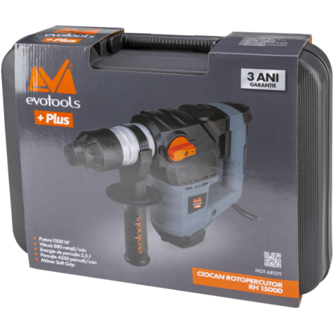 Ciocan Rotopercutor, Putere 1500 W, Energie Impact 5.5 J, Frecventa 4350 Percutii/Minut, Mandrina SDS-Plus, 4 Functii, Diametru Gaurire Beton 32 mm [6]