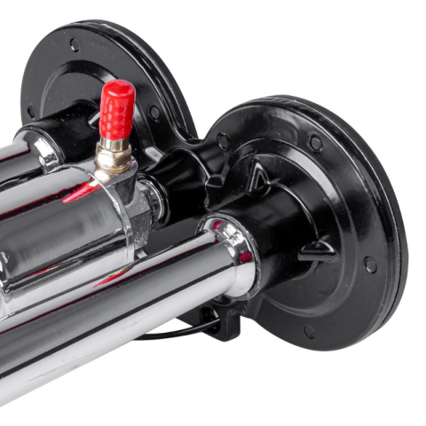 Claxon auto dublu fanfara 12-24V, 150dB, trompete 60cm si 30cm, metal cromat, cu electrovalva [2]