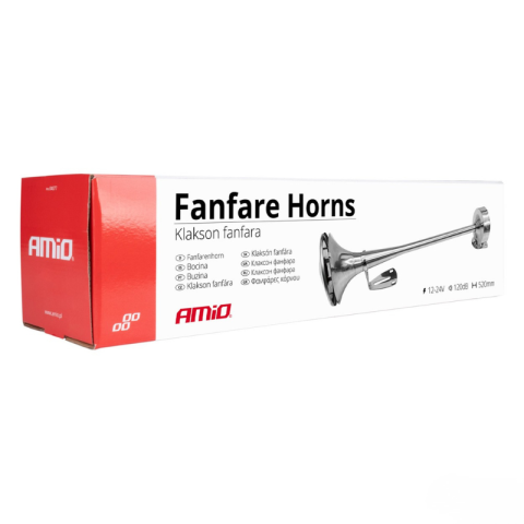 Claxon Fanfara Cromat High Tone, 52cm, 12/24V - Semnal Acustic Auto [5]