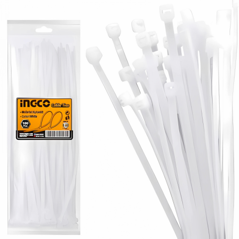 Coliere Plastic Albe, Soricei, 7.2x400mm, 100 Bucati
