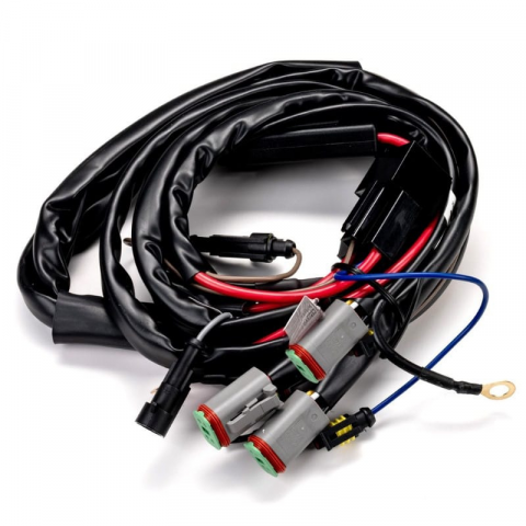 Instalatii Electrice Proiectoare - Kit cablaj cu releu si siguranta cu 3 iesiri, mufe DT 4 pini, pentru proiectoare, Led Bar, 500W, 12V