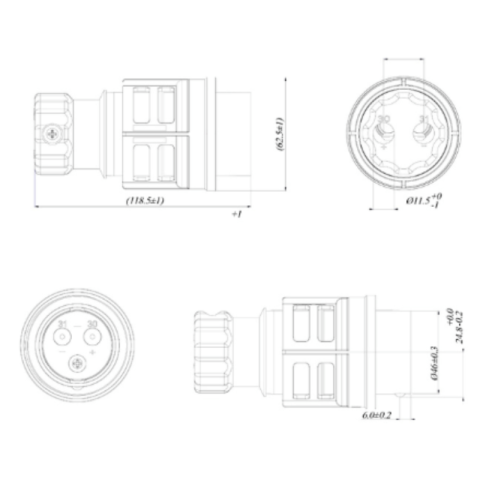 Conector NATO, 24V, 2 Pini, 135A, Carcasa Metalica, pentru Camioane si Utilaje [4]