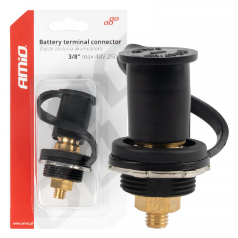 Electrice auto, camioane si remorci - Conector Negativ (-) Baterie Auto cu Capac, M10 (3/8"), 12-48V, 250A