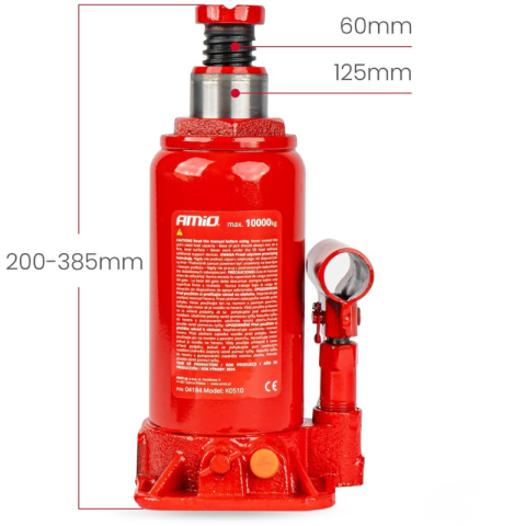 Cric Hidraulic Tip Butelie, Capacitate Ridicare 10 Tone, Cutie PVC Inclusa, 200-385mm [4]