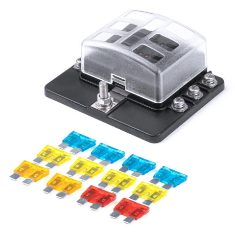 Sigurante - Panou sigurante auto 6 cai, set 12 sigurante, indicator LED, universal