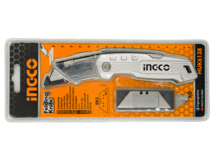Cuttere - Cutter metal 100mm, rabatabil, lama mica - INGCO  HUK6138