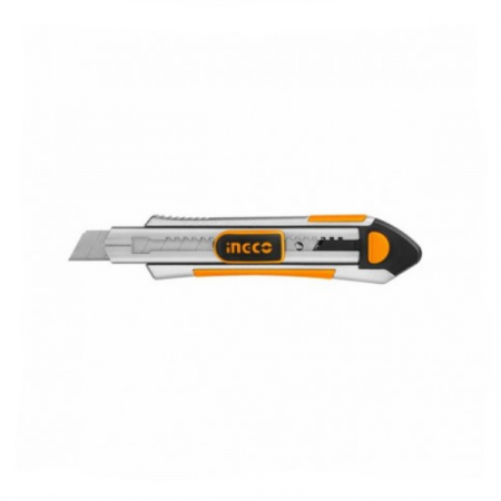 Cutter metalic cu 6 lame maner cauciucat - INGCO  HKNS1808