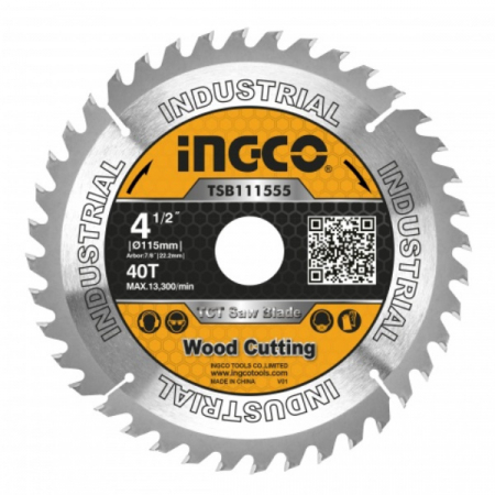 Disc, panza cu vidia, 115mm x 22.2mm, 40 dinti - INGCO  TSB111555
