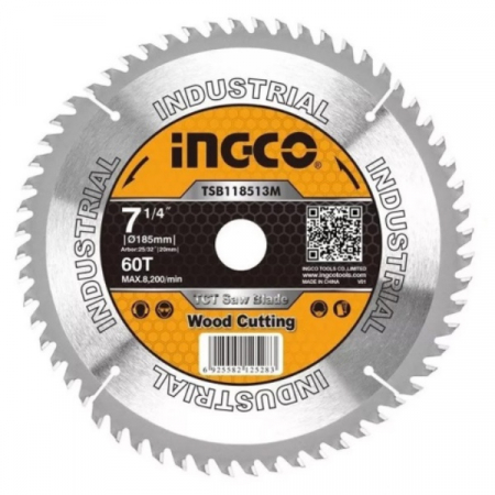 Accesorii scule electrice - Disc, panza cu vidia, 185mm x 20mm, 60 dinti - INGCO  TSB118513