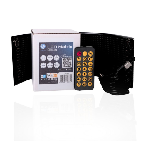 Accesorii si Echipamente Auto - Display LED Matrix Flexibil Programabil 10.2 x 34.8 cm, USB 5V, IP65, Control aplicatie Android/iOS si Telecomanda