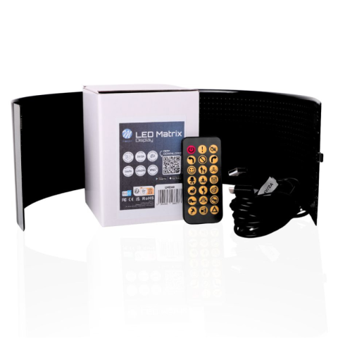 Accesorii si Echipamente Auto - Display LED Matrix Flexibil Programabil 12 x 59.5 cm, USB 5V, IP65, Control aplicatie Android/iOS si telecomanda