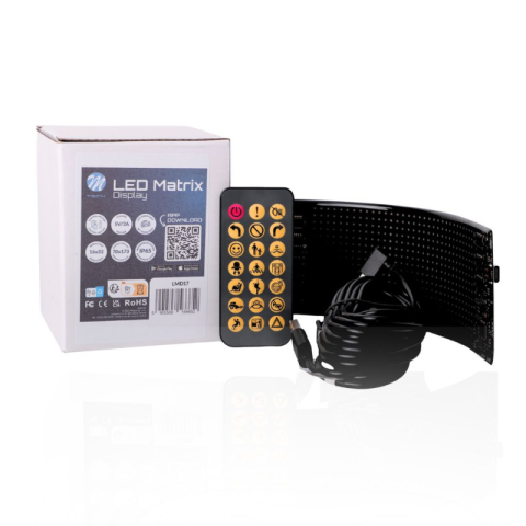 Accesorii si Echipamente Auto - Display LED Matrix Flexibil Programabil 7 x 17.3 cm, USB 5V, IP65, Control aplicatie Android/iOS si Telecomanda