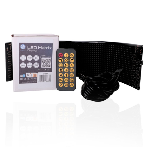 Accesorii si Echipamente Auto - Display LED Matrix Flexibil Programabil 9.3 x 37.4 cm, USB 5V, IP65, Control aplicatie Android/iOS si telecomanda