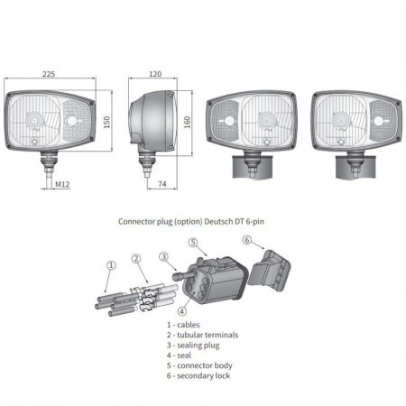 Far tractor, utilaje agricole, cu semnalizare RGV1B conector Deutsch [2]