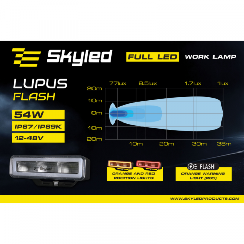 Far de lucru LED, 54W, 12-48V, lumina de pozitie, IP69K, 160 mm [11]