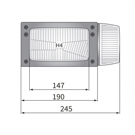 Far dreptunghiular cu semnalizare si 4 functii, conexiune cu mufa DT04-6P, 245 x 110 x 156 mm - Wesem REPR1.242 [2]