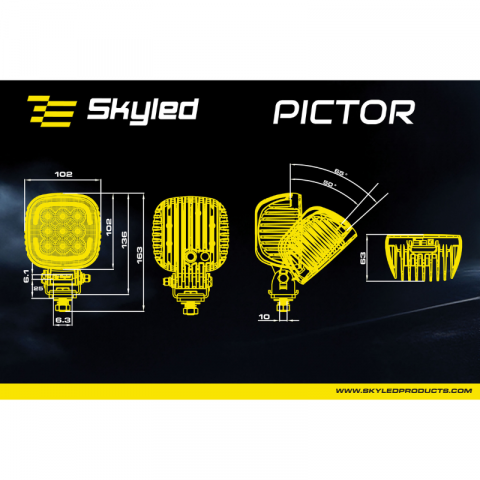 Far LED de Lucru, 6500K, 45W, 5000 lm, 12-48V, IP67/IP69K, Lumina de Pozitie Alba/Portocalie/Rosie [14]
