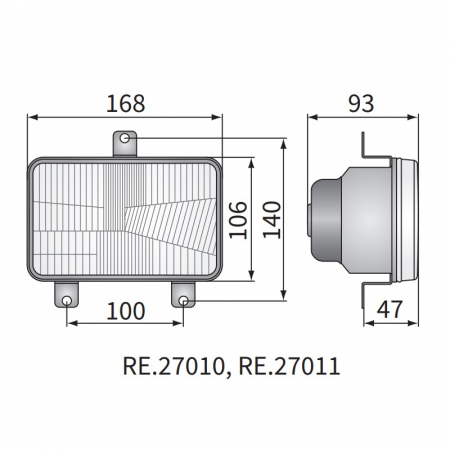 Far tractor dreptunghiular cu 3 funcții, 168 x 106 - Wesem RE.27010 [2]