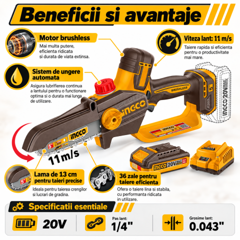 Fierastrau de Mana 20V 5" 13cm cu 1 Acumulator, P20S, Minidrujba [5]
