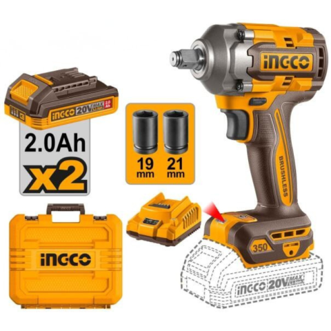 Scule electrice - Cheie, Pistol de impact, 20V, 1/2", 350Nm, Brushless, cu 2 acumulatori si incarcator