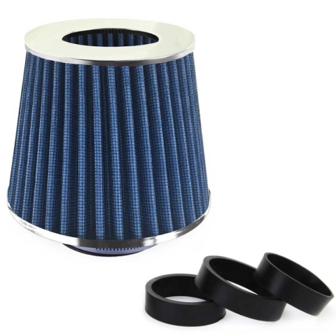 Accesorii Diverse - Filtru de aer auto conic, universal, bumbac cu plasa din otel inoxidabil, albastru, 16 x 15.5 x 11.8 cm