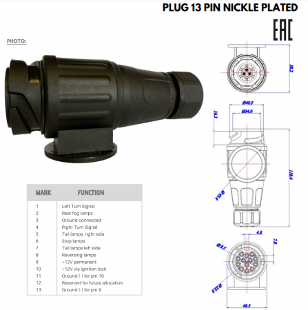 Fisa, stecher cu 13pini, 12V - Truck LED W-13-B [2]
