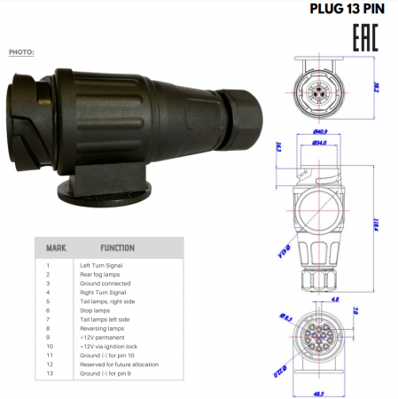 Fisa, Stecher cu 13pini, 12V - Truck LED W-13-B (2) [2]