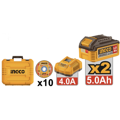 Flex unghiular, 11.5cm brushless, 20V 1200W 3 viteze, 2 acumulatori 5Ah set [2]