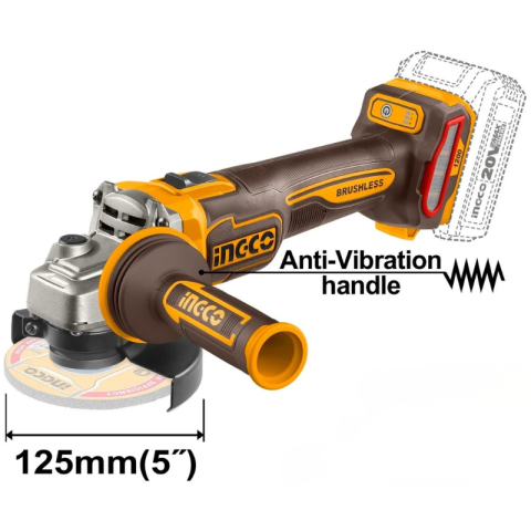 Scule electrice - Flex Unghiular, 20V, Brushless, 125mm, 1200W, fara acumulator, incarcator si disc