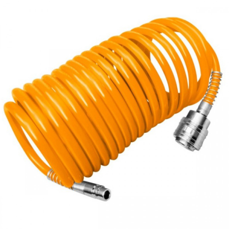 Furtun compresor spiralat 8 x 5 mm, lungime 15 m, cuplaje rapide - INGCO  AH1151