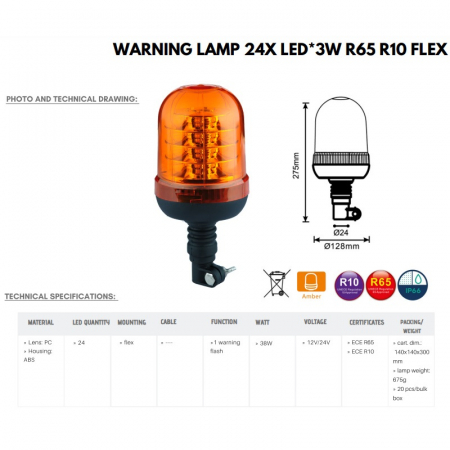 Girofar conector rapid, LED, 1224V, 12.8 x 27.5cm - Truck LED ALR0016-2 [2]