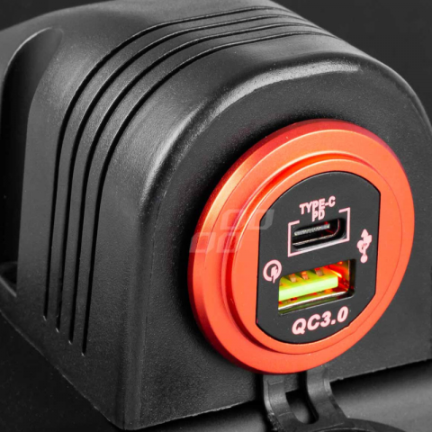 Incarcator Auto Incastrabil 12/24V, 2 x USB, Impermeabil, QC3.0 lumina rosie [8]