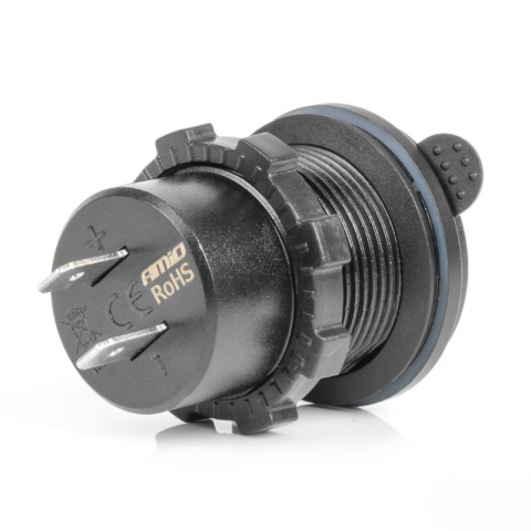 Incarcator Auto Incastrabil 12/24V, 2x USB-C, LED Rosu, Impermeabil, cu Intrerupator [1]