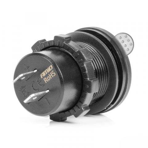 Incarcator Auto Incastrabil 12/24V, 2x USB-C, Voltmetru, LED Rosu, Impermeabil [1]