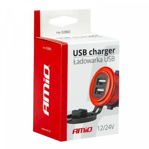 Incarcator Auto Incastrabil 12/24V, 2x USB, Impermeabil [3]