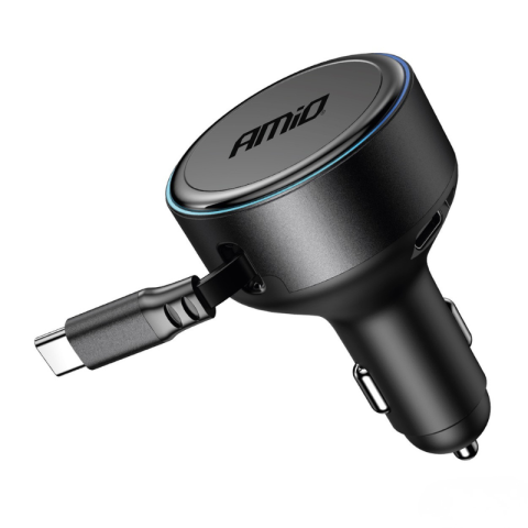 Incarcator Auto Retractabil Tip USB-C, 60W, Cablu Integrat 60cm, 12/24V [1]