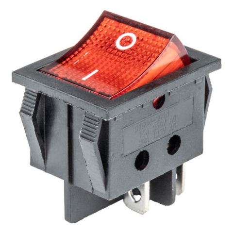 Intrerupator Auto Dreptunghiular 12V/230V cu Lumina Rosie, BU02