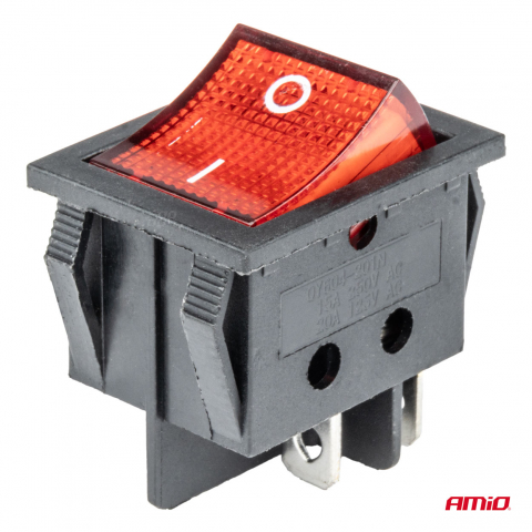 Intrerupator Auto Dreptunghiular 12V/230V cu Lumina Rosie, BU02 [1]
