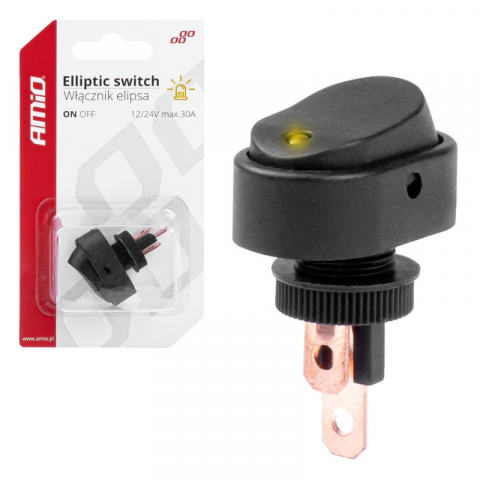 Intrerupator Auto Eliptic 12/24V max 30A, ON/OFF, cu Lumina Galbena