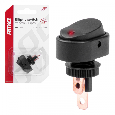 Intrerupator Auto Eliptic 12/24V max 30A, ON/OFF, cu Lumina Rosie