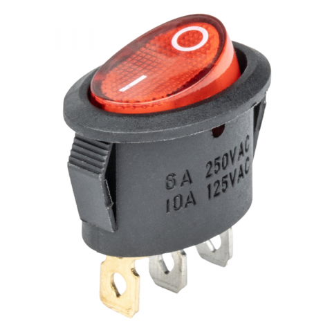 Intrerupator Auto Eliptic 12V/230V cu Lumina Rosie, BU02 [1]