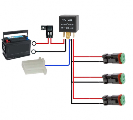 Kit cablaj cu releu si siguranta cu 3 iesiri, pentru proiectoare, led bar, 12V - Ledson 7800309 [1]