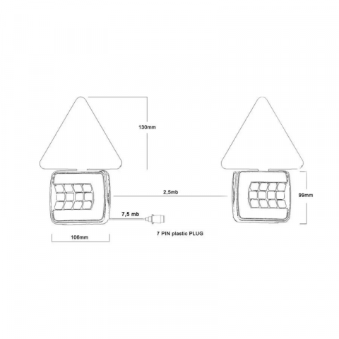 Kit complet instalatie remorca cu lampi, cablu 7.5 x 2.5m,  10.6 x 9.9cm, triple LED [1]