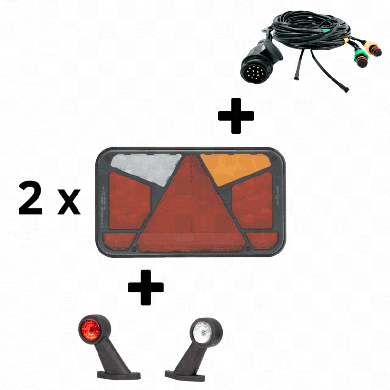 Kit instalatie remorca cu 2 x triple, 12V, Canbus, instalatie 10m, 2 gabarite cu brat, fara iluminat numar