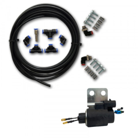 Dispozitive Avertizare - Kit Montaj, Claxoane Pneumatice, Electrovalva 12/24V, Presiune 9 bar, Furtun 3m, 6 mm, Universal